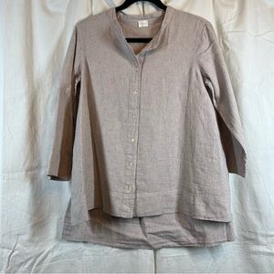 Poetry Woven striped hemp organic cotton blend 3/4 sleeve button down